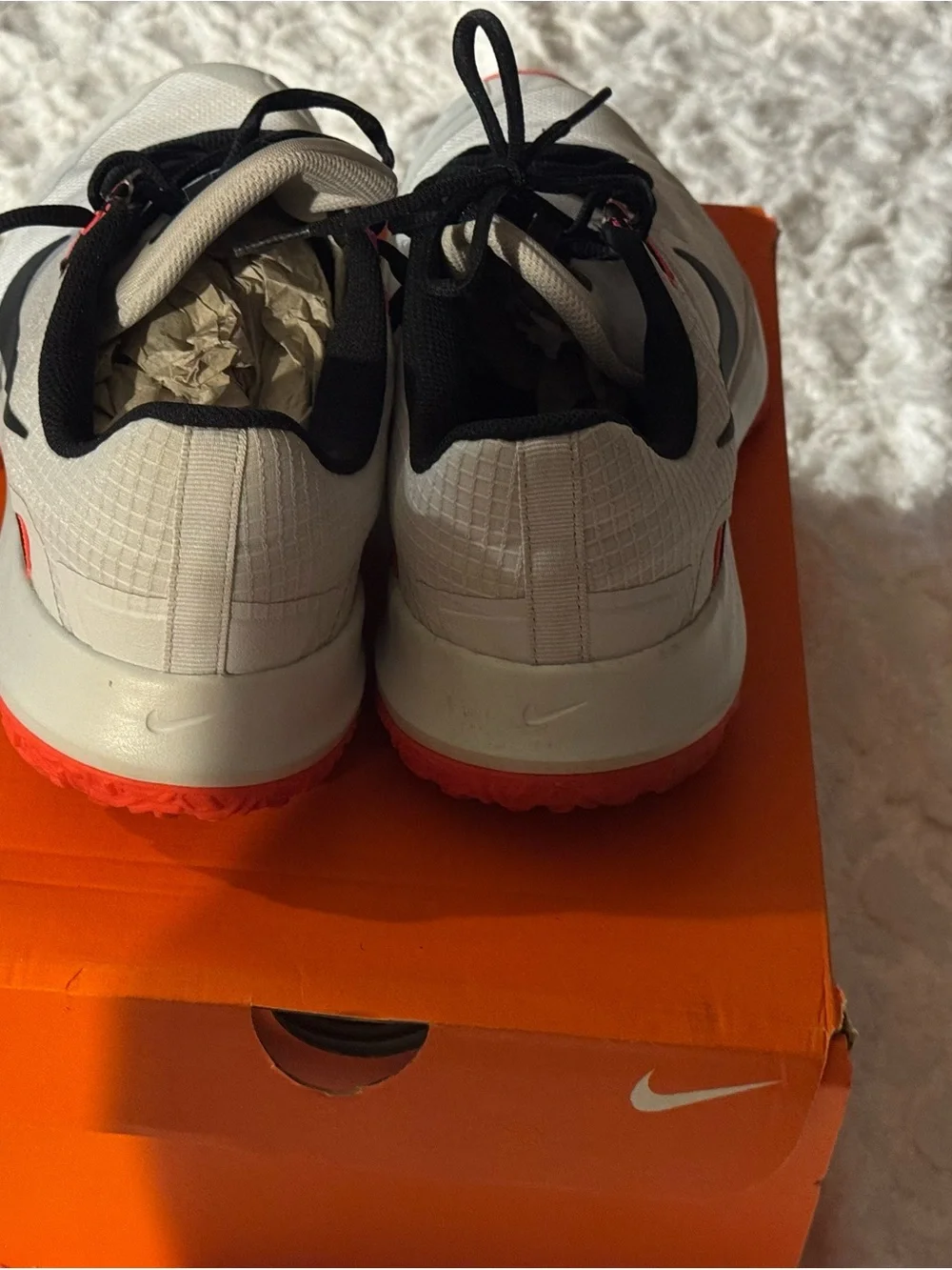 Nike Men’s White and Coral/Black Athletic Sneakers